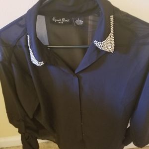Black sheer women blouse